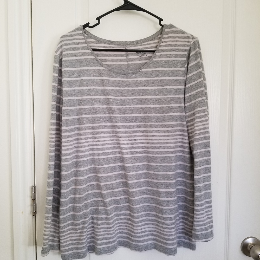 Stripped pink and gray long sleece
